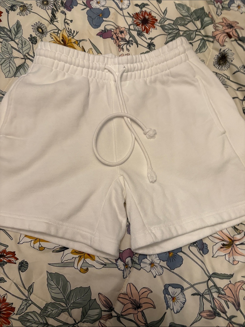 TNA White Elastic Drawstring Athletic Shorts